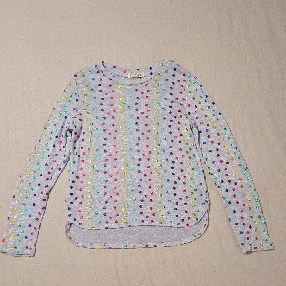Youth Girls M 10-12 Cat & Jack Multicolor Polka Dot Long Sleeve Tee